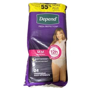 24ct Depend Women's Medium Night Defense Underwear 12 Hour Dry Shield Odor Block